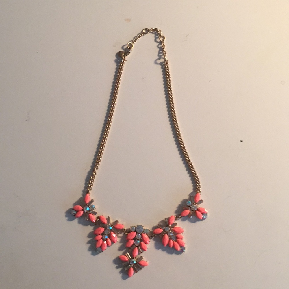 j crew coral jewel statement necklace
